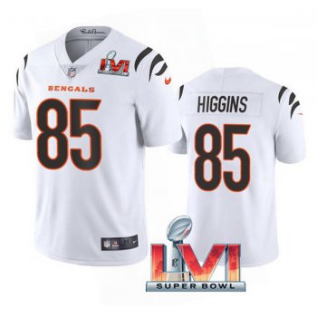 Men's Cincinnati Bengals #85 Tee Higgins 2022 White Super Bowl LVI Vapor Limited Stitched Jersey