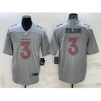 Men's Denver Broncos #3 Russell Wilson Grey Atmosphere Fashion 2022 Vapor Untouchable Stitched Limited Jersey
