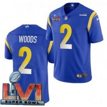 Men's Los Angeles Rams #2 Robert Woods Limited Blue 2022 Super Bowl LVI Bound Vapor Jersey