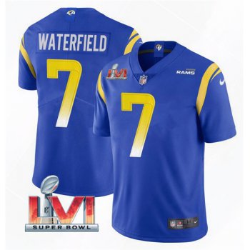 Men's Los Angeles Rams #7 Bob Waterfield 2022 Royal Super Bowl LVI Vapor Limited Stitched Jersey