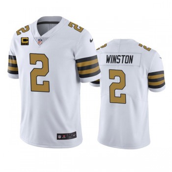 Men's New Orleans Saints 2022 #2 Jameis Winston White With 4-star C Patch Color Rush Limited Stitched Jersey