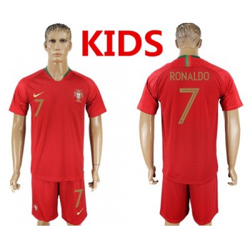 Kids Portugal #7 Ronaldo Home Soccer Country Jersey
