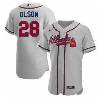 Men's Atlanta Braves #28 Matt Olson Gray Flex Base Stitched Baseball Jersey