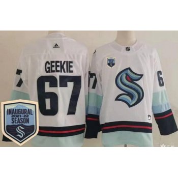 Men's Seattle Kraken #67 Morgan Geekie White 2021-22 Season Inaugural Authentic Jersey