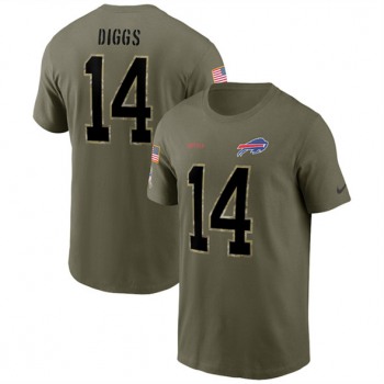 Men's Buffalo Bills #14 Stefon Diggs 2022 Olive Salute to Service T-Shirt