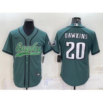 Men's Philadelphia Eagles #20 Brian Dawkins Green With Patch Cool Base Stitched Baseball Jersey