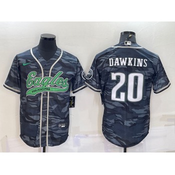 Men's Philadelphia Eagles #20 Brian Dawkins Grey Camo With Patch Cool Base Stitched Baseball Jersey