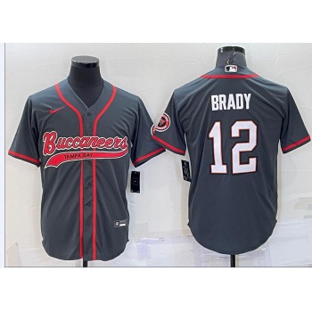 Men's Tampa Bay Buccaneers #12 Tom Brady Grey Stitched Cool Base Nike Baseball Jersey