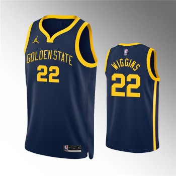Men's Golden State Warriors #22 Andrew Wiggins Navy Statement EditionStitched Jersey