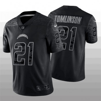 Men's Los Angeles Chargers #21 LaDainian Tomlinson Black Reflective Limited Stitched Football Jersey