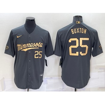 Men's Minnesota Twins #25 Byron Buxton Number Grey 2022 All Star Stitched Cool Base Nike Jersey