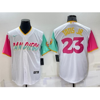 Men's San Diego Padres #23 Fernando Tatis Jr White 2022 City Connect Cool Base Stitched Jersey