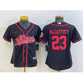 Women's San Francisco 49ers #23 Christian McCaffrey Black With Patch Cool Base Stitched Baseball Jersey
