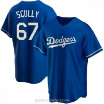 Men's Los Angeles Dodgers #67 Vin Scully Blue Stitched MLB Cool Base Nike Jersey