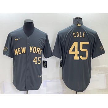 Men's New York Yankees #45 Gerrit Cole Number Grey 2022 All Star Stitched Cool Base Nike Jersey