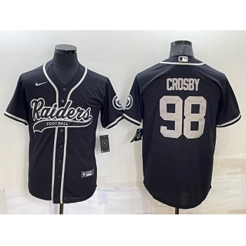 Men's Las Vegas Raiders #98 Maxx Crosby Black Stitched MLB Cool Base Nike Baseball Jersey