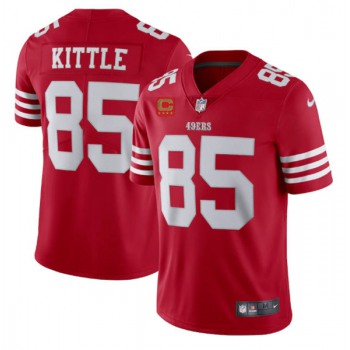 Men's San Francisco 49ers 2022 #85 George Kittle Red New Scarlet With 4-star C Patch Vapor Untouchable Limited Stitched Football Jersey