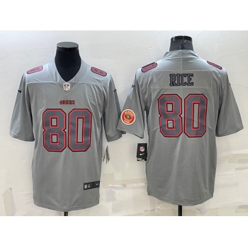 Men's San Francisco 49ers #80 Jerry Rice LOGO Grey Atmosphere Fashion 2022 Vapor Untouchable Stitched Limited Jersey