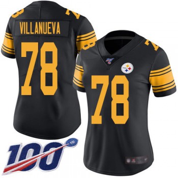 Nike Steelers #78 Alejandro Villanueva Black Women's Stitched NFL Limited Rush 100th Season Jersey
