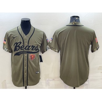 Men's Chicago Bears Blank Olive Salute to Service Cool Base Stitched Baseball Jersey