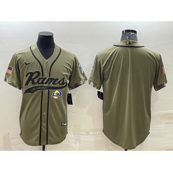 Men's Los Angeles Rams Blank Olive Salute to Service Cool Base Stitched Baseball Jersey