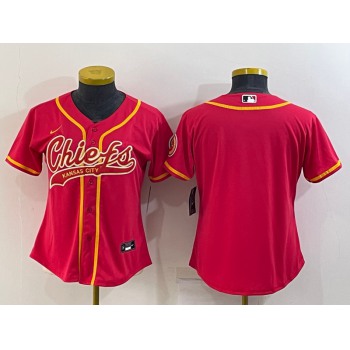 Women's Kansas City Chiefs Blank Red With Patch Cool Base Stitched Baseball Jersey