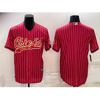 Men's Kansas City Chiefs Blank Red With Patch Cool Base Stitched Baseball Jersey