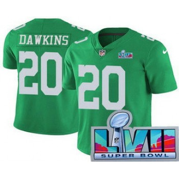 Men's Philadelphia Eagles #20 Brian Dawkins Limited Green Rush Super Bowl LVII Vapor Jersey