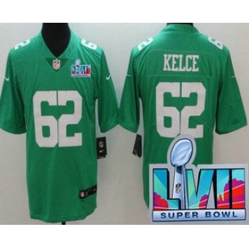 Men's Philadelphia Eagles #62 Jason Kelce Limited Green Rush Super Bowl LVII Vapor Jersey