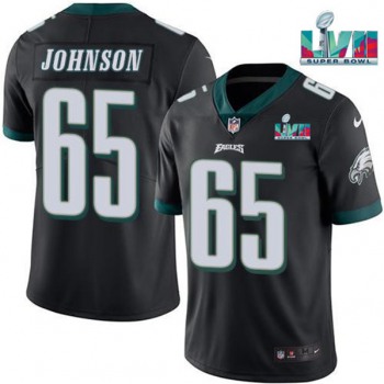 Men's Philadelphia Eagles #65 Lane Johnson Black Super Bowl LVII Patch Vapor Untouchable Limited Stitched Jersey