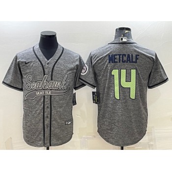 Men's Seattle Seahawks #14 DK Metcalf Grey Camo With Patch Cool Base Stitched Baseball Jersey