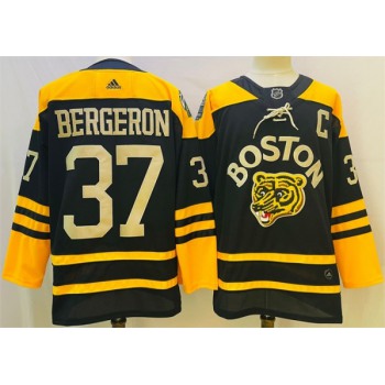 Men's Boston Bruins #37 Patrice Bergeron Black Classic Primegreen Stitched Jersey