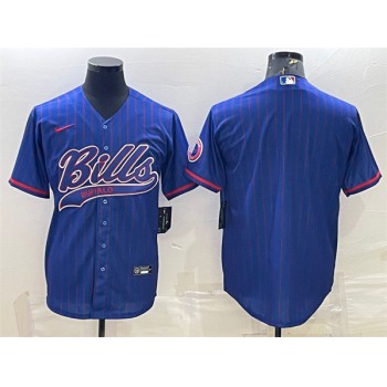 Men's Buffalo Bills Team Big Logo Cool Base Stitched Baseball Jersey