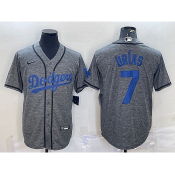 Men's Los Angeles Dodgers #7 Julio Urias Grey Gridiron Cool Base Stitched Baseball Jersey