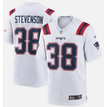 Men's New England Patriots #38 Rhamondre Stevenson White Limited Stitched Game Jersey