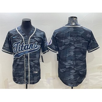 Men's Tennessee Titans Blank Gray Camo With Patch Cool Base Stitched Baseball Jersey