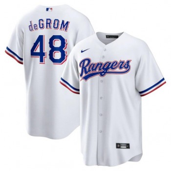 Men's Texas Rangers #48 Jacob deGrom White Cool Base Stitched Baseball Jersey