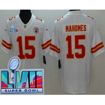 Youth Kansas City Chiefs #15 Patrick Mahomes Limited White Super Bowl LVII Vapor Jersey