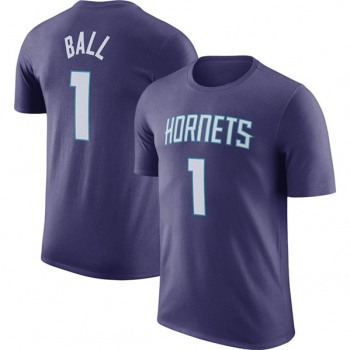 Men's Charlotte Hornets #1 LaMelo Ball Purple 2022-23 Statement Edition Name & Number T-Shirt