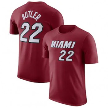 Men's Miami Heat #22 Jimmy Butler Red 2022-23 Statement Edition Name & Number T-Shirt