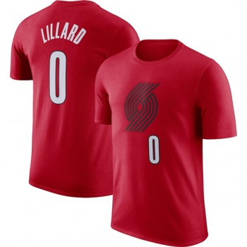 Men's Portland Trail Blazers #0 Damian Lillard Red 2022-23 Statement Edition Name & Number T-Shirt