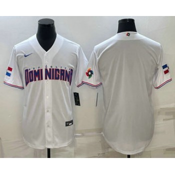 Men's Dominican Republic Baseball 2023 White World Baseball With Patch Classic Stitched Jersey