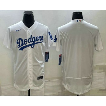 Men's Los Angeles Dodgers Blank White Flex Base Stitched Baseball Jersey
