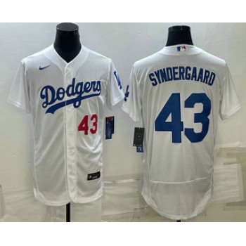 Men's Los Angeles Dodgers #43 Noah Syndergaard Number White Flex Base Stitched Baseball Jersey