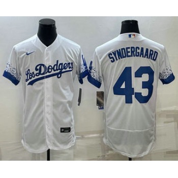 Men's Los Angeles Dodgers #43 Noah Syndergaard White 2022 City Connect Flex Base Stitched Jersey