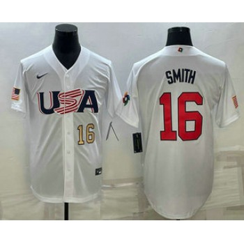 Men's USA Baseball #16 Will Smith Number 2023 White World Baseball Classic Stitched Jerseys