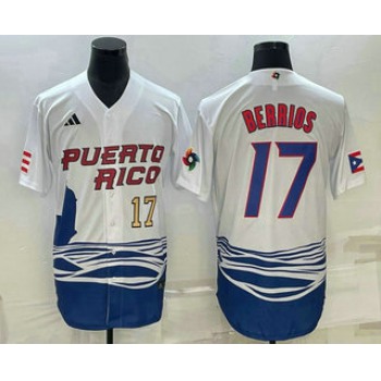 Mens Puerto Rico Baseball #17 Jose Berrios Number 2023 White World Baseball Classic Stitched Jersey
