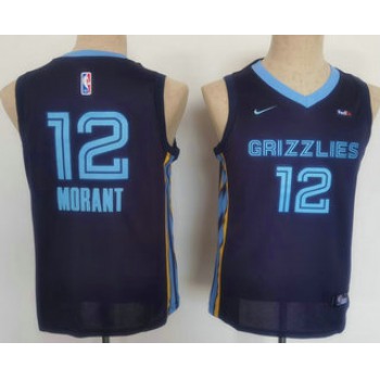 Youth Memphis Grizzlies #12 Ja Morant Black Nike 2021 Stitched Jersey With Sponsor